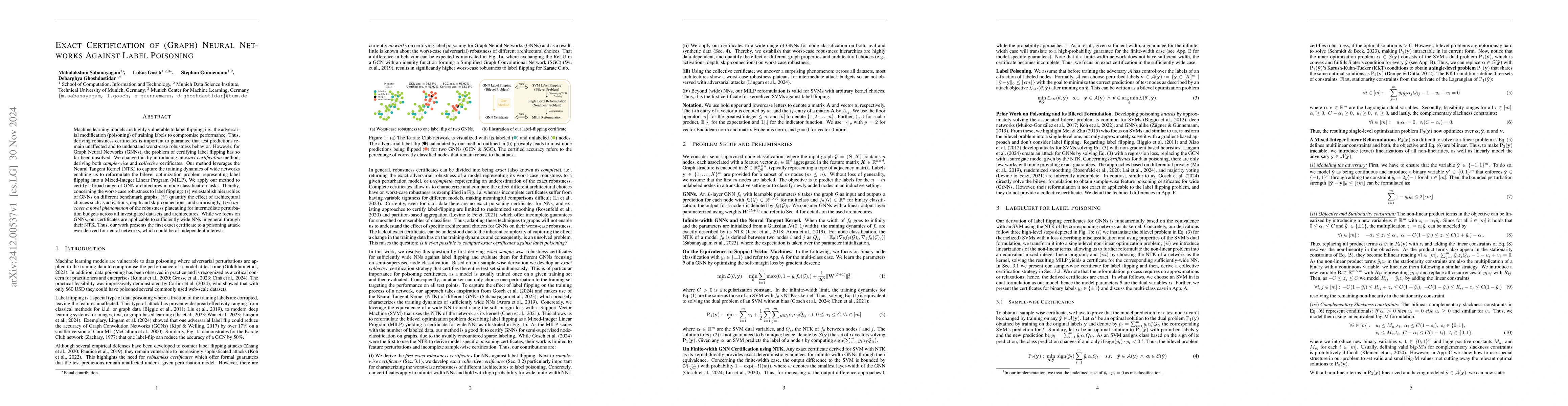 Thumbnail for Exact Certification of (Graph) Neural Networks Against Label Poisoning