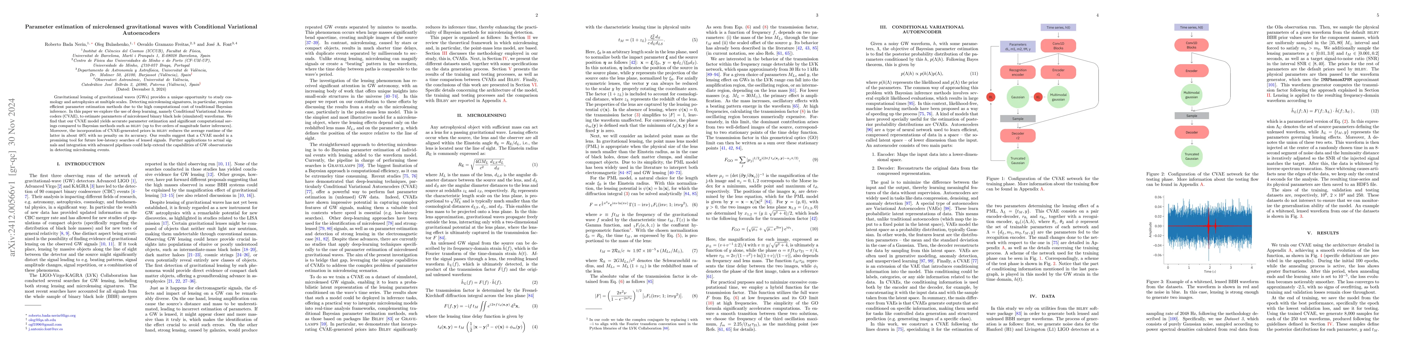 Thumbnail for Parameter estimation of microlensed gravitational waves with Conditional
  Variational Autoencoders