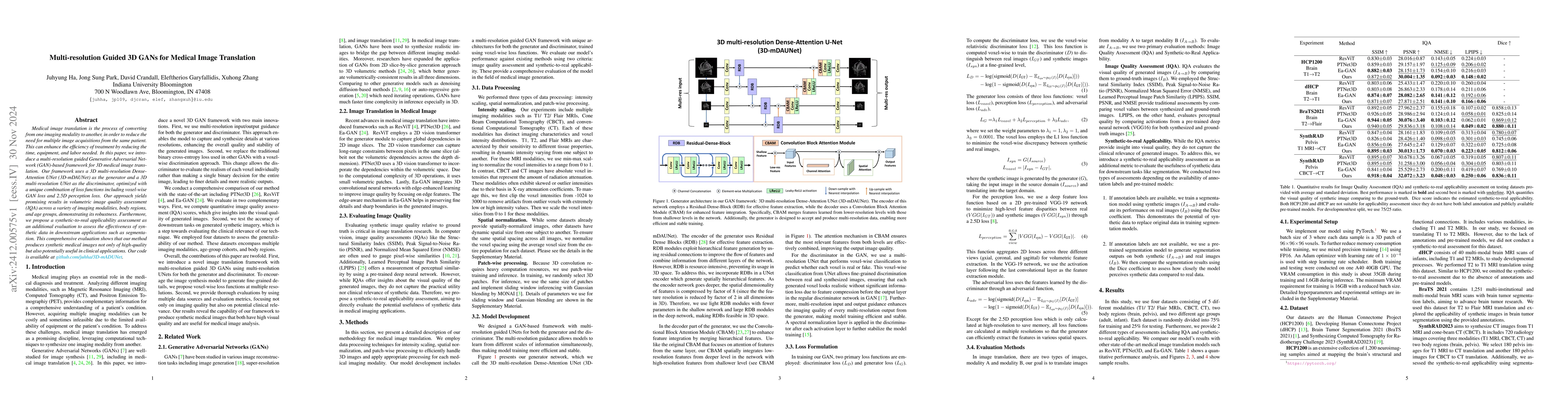 Thumbnail for Multi-resolution Guided 3D GANs for Medical Image Translation
