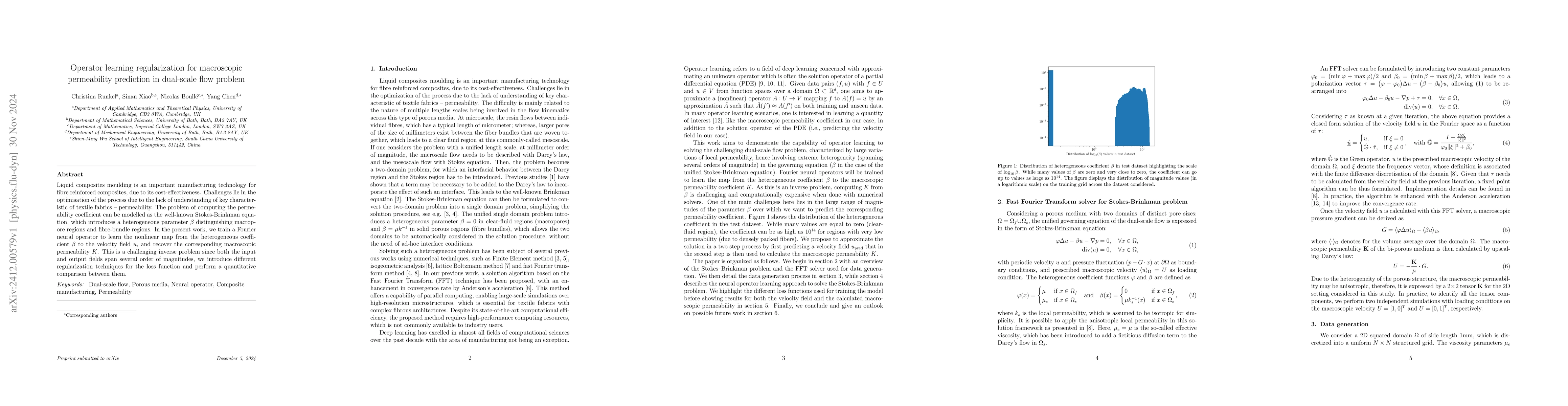 Thumbnail for Operator learning regularization for macroscopic permeability prediction
  in dual-scale flow problem