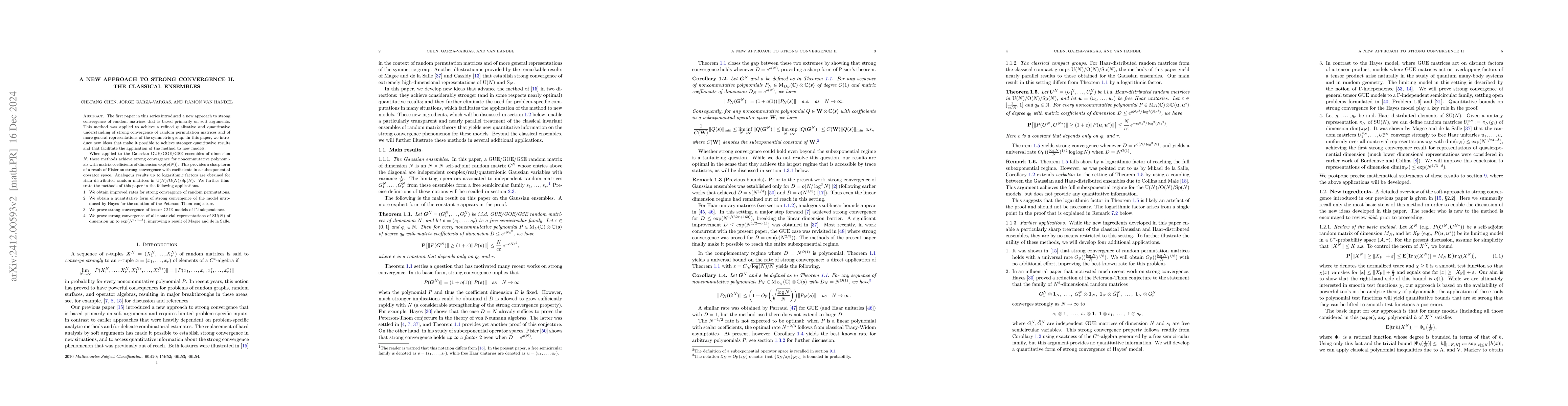 Thumbnail for A new approach to strong convergence II. The classical ensembles