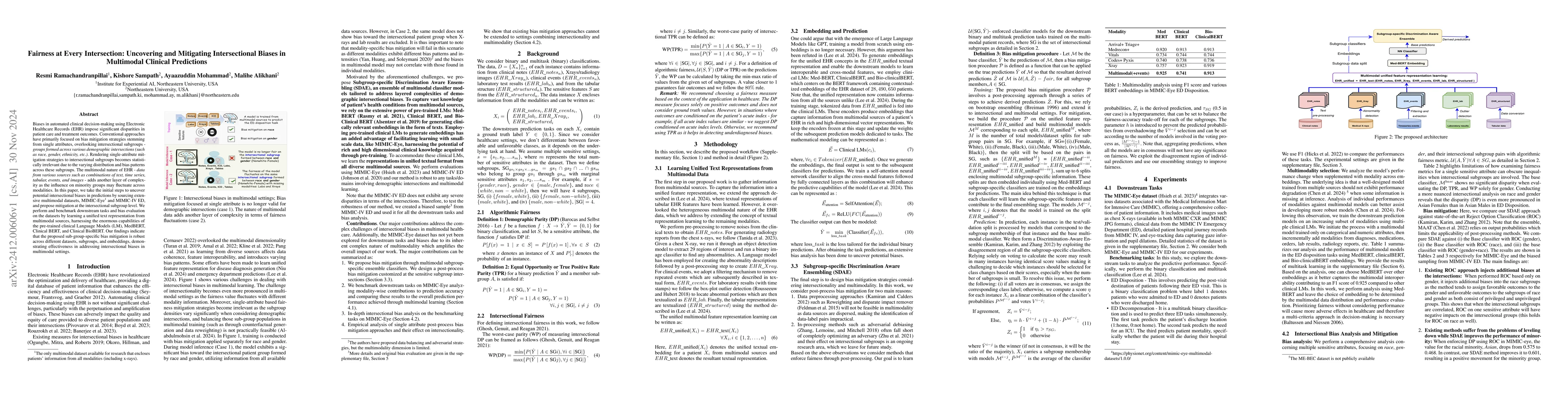Thumbnail for Fairness at Every Intersection: Uncovering and Mitigating Intersectional
  Biases in Multimodal Clinical Predictions