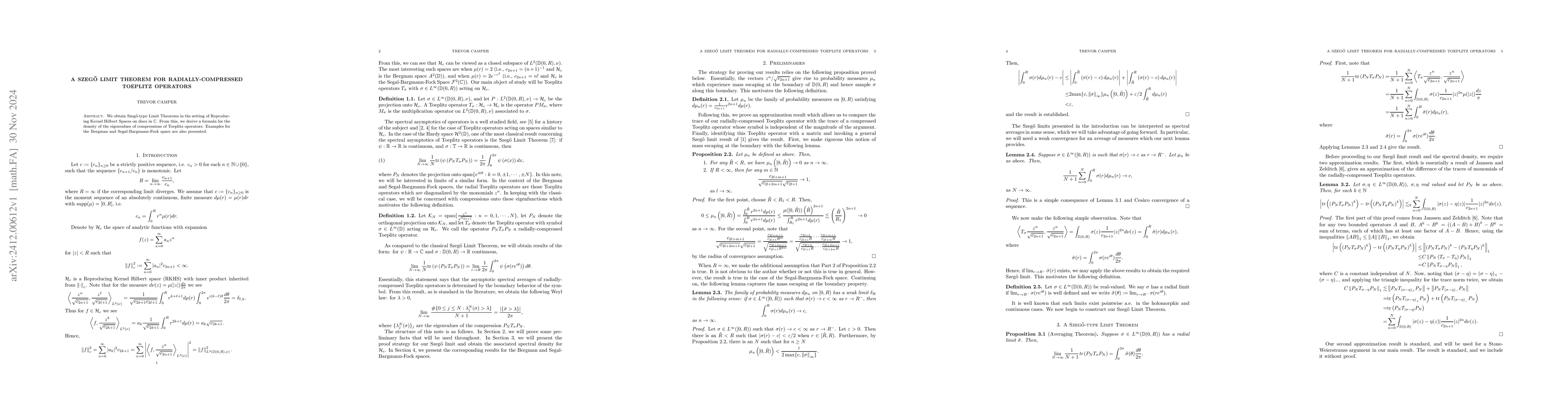 Thumbnail for A Szegő Limit Theorem for Radially-Compressed Toeplitz Operators