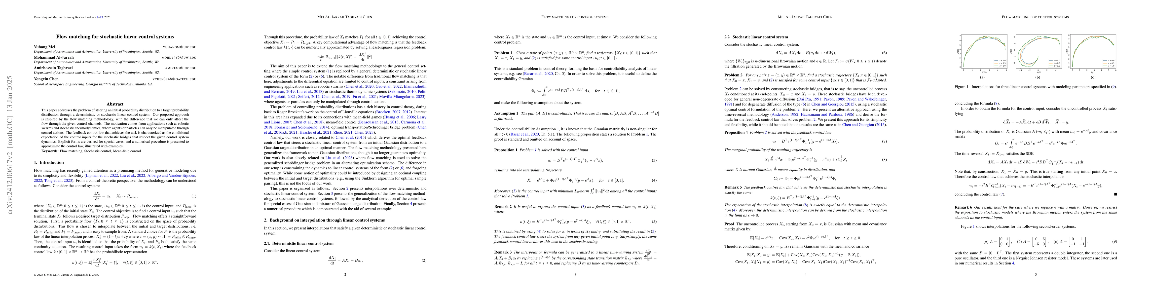 Thumbnail for Flow matching for stochastic linear control systems