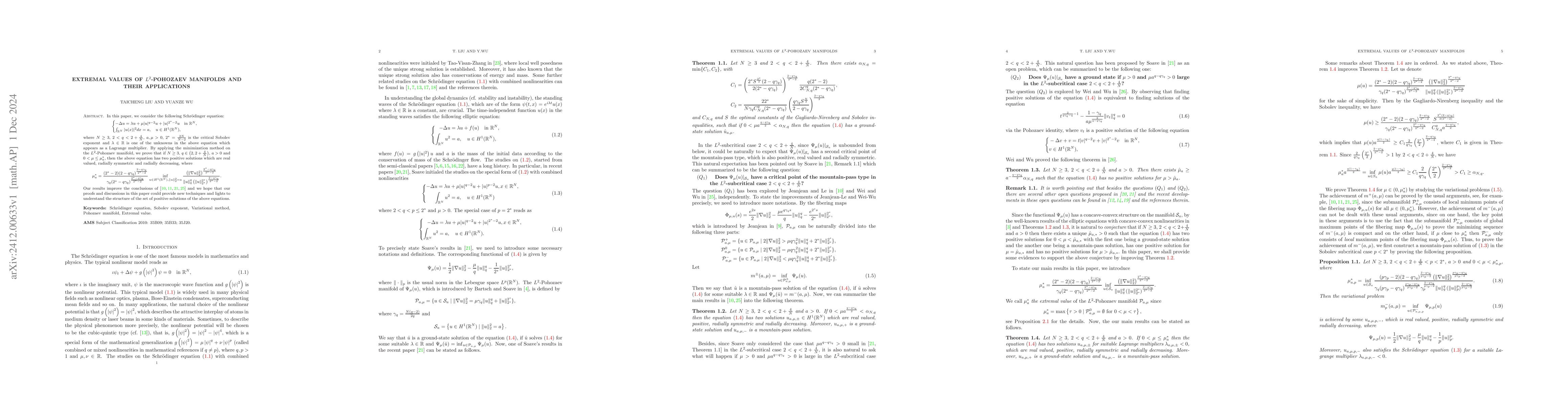 Thumbnail for Extremal values of $L^2$-Pohozaev manifolds and their applications