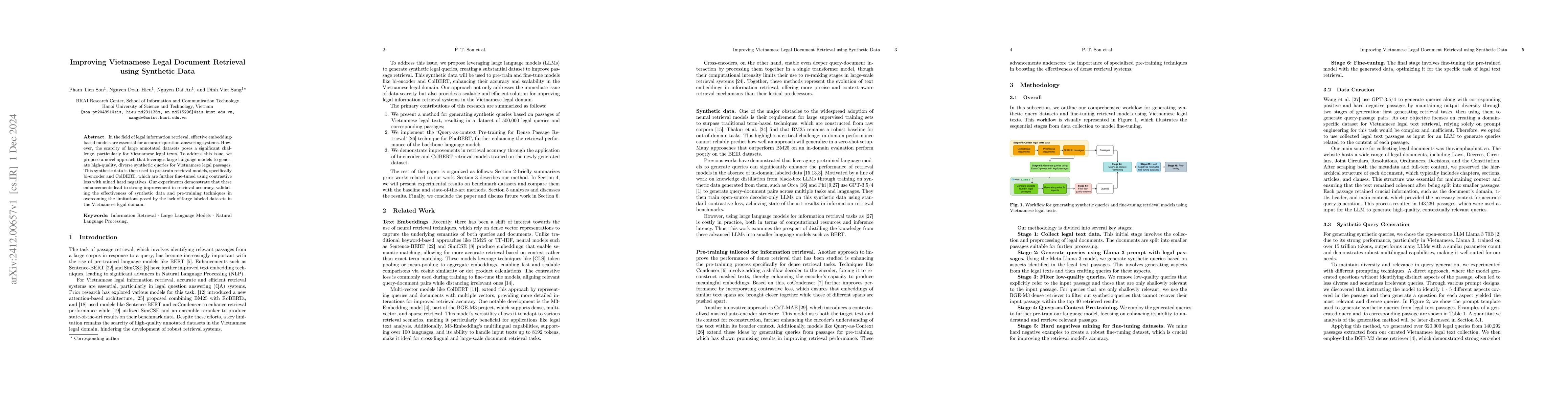 Thumbnail for Improving Vietnamese Legal Document Retrieval using Synthetic Data
