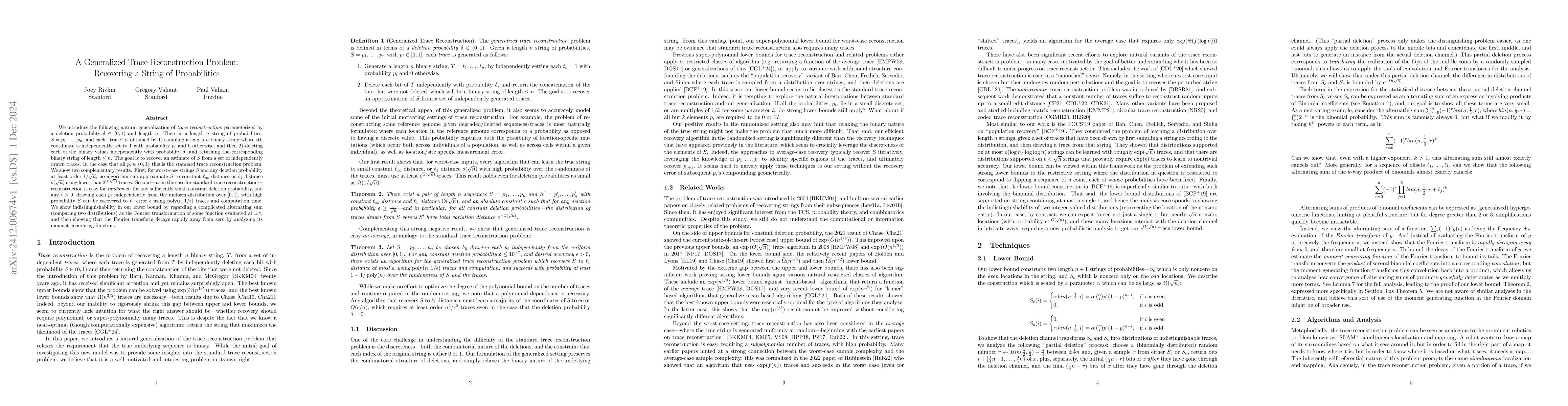 Thumbnail for A Generalized Trace Reconstruction Problem: Recovering a String of
  Probabilities