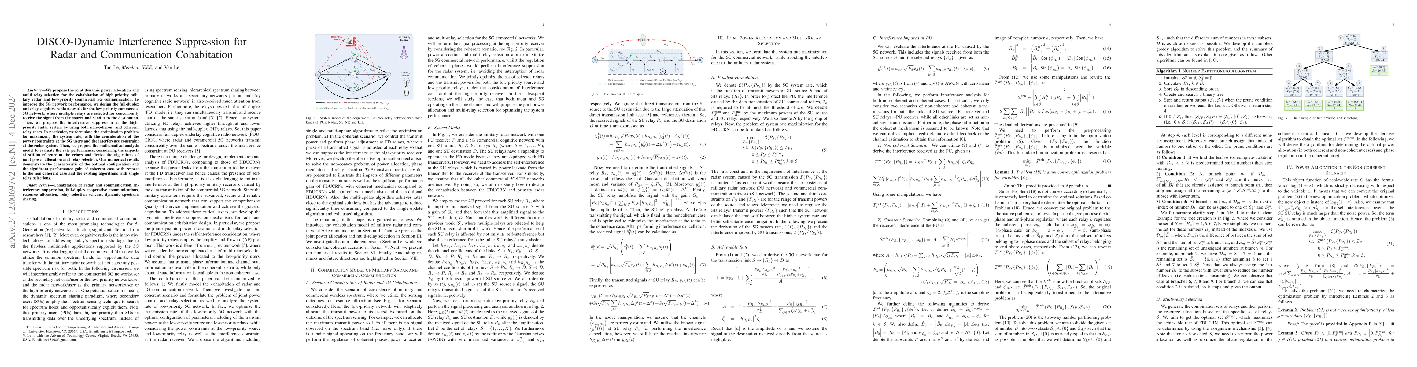 Thumbnail for DISCO-Dynamic Interference Suppression for Radar and Communication
  Cohabitation