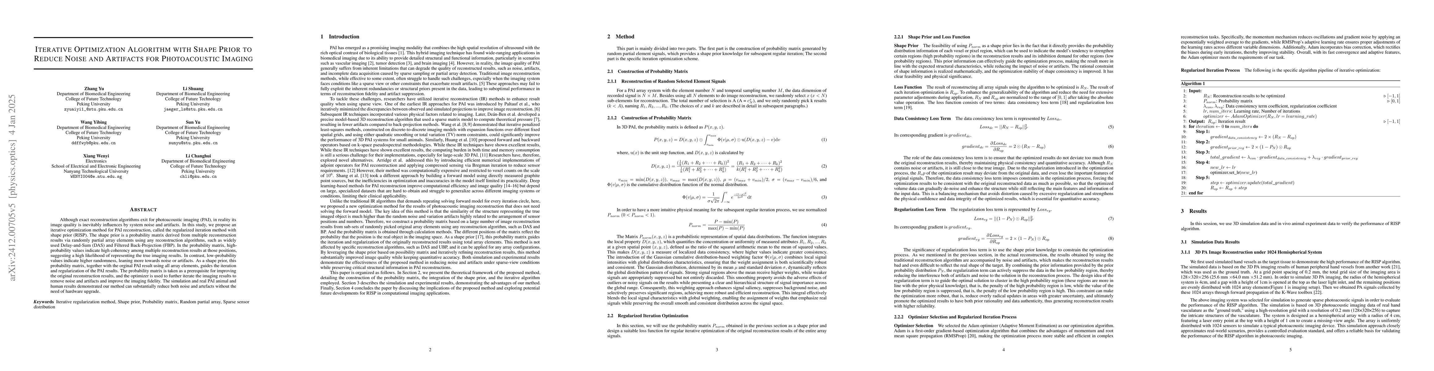 Thumbnail for Photoacoustic Iterative Optimization Algorithm with Shape Prior
  Regularization