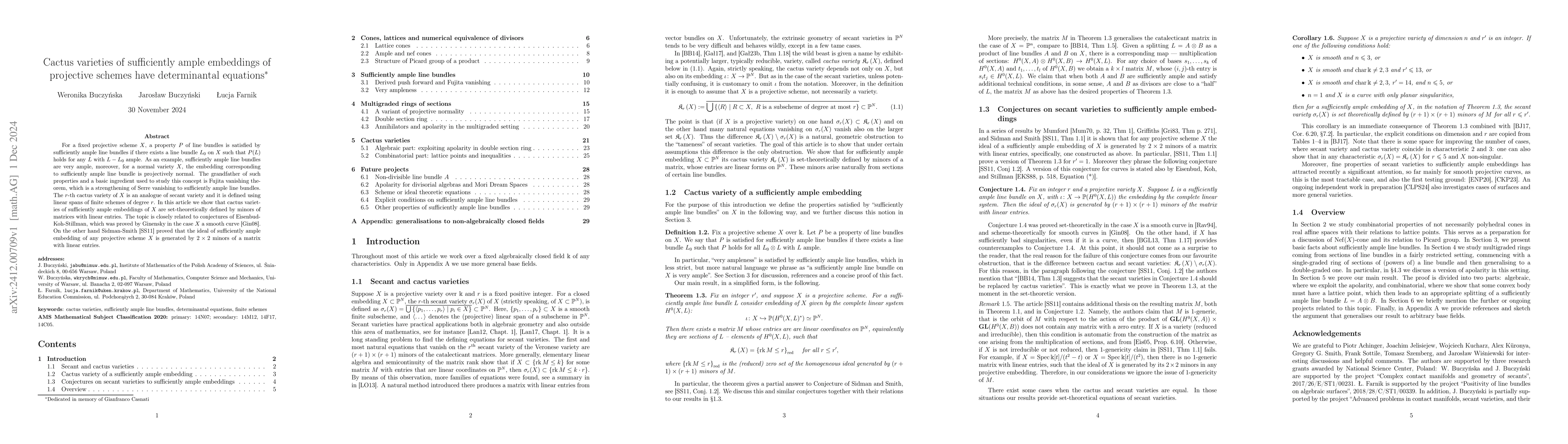 Thumbnail for Cactus varieties of sufficiently ample embeddings of projective schemes
  have determinantal equations