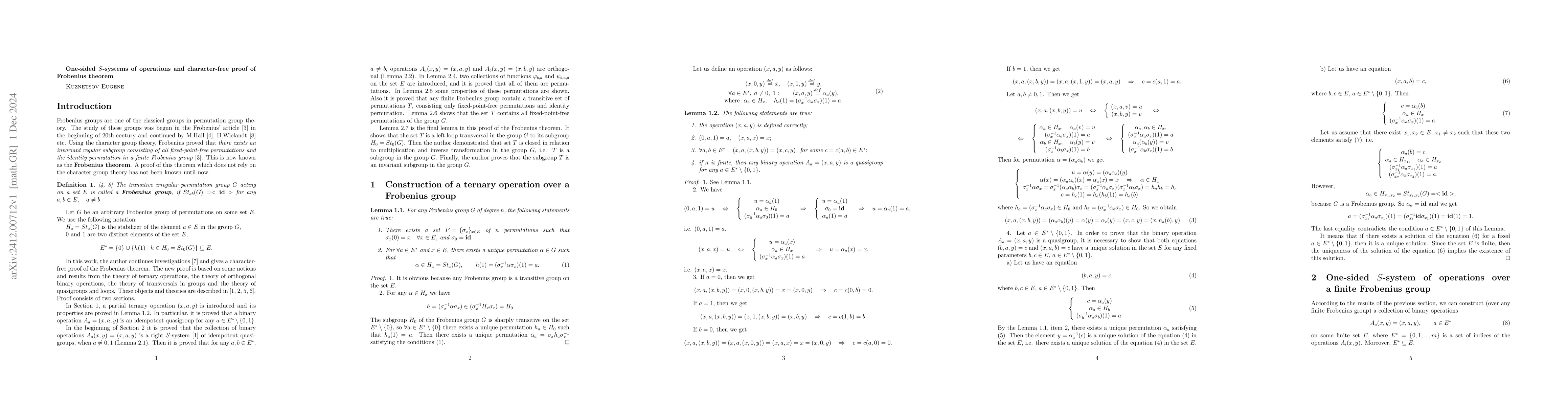 Thumbnail for One-sided $S$-systems of operations and character-free proof of
  Frobenius theorem
