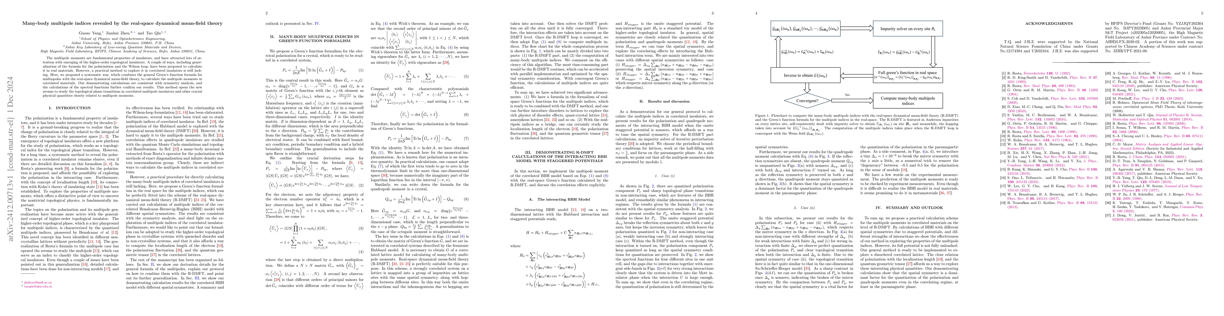 Thumbnail for Many-body multipole indices revealed by the real-space dynamical
  mean-field theory