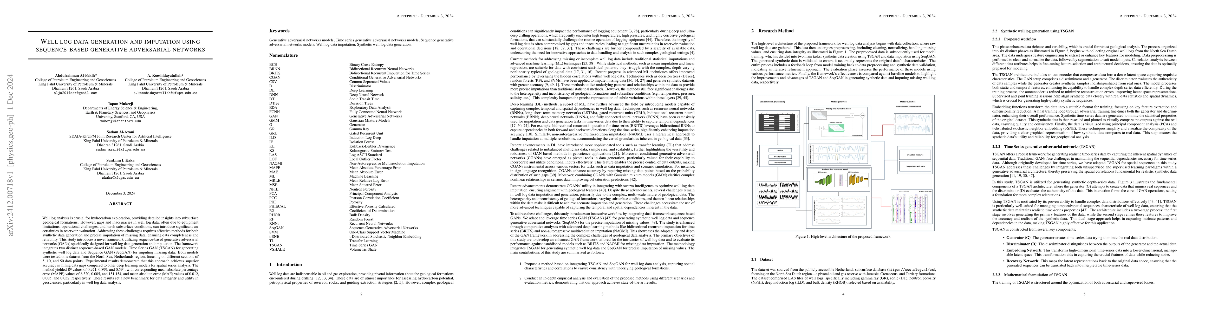 Thumbnail for Well log data generation and imputation using sequence-based generative
  adversarial networks