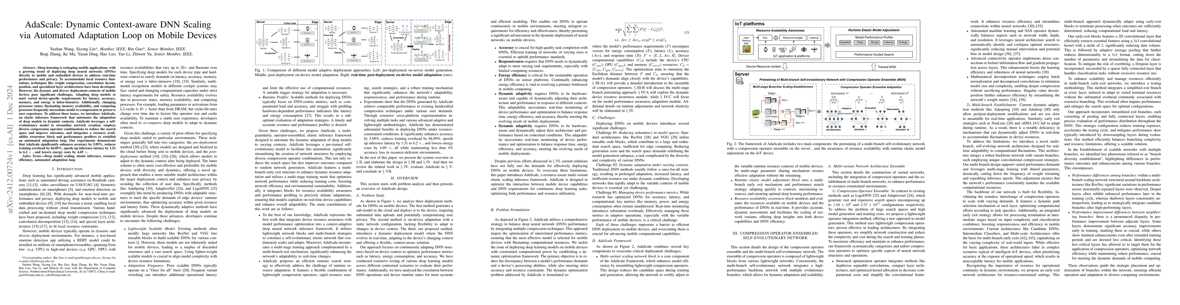 Thumbnail for AdaScale: Dynamic Context-aware DNN Scaling via Automated Adaptation
  Loop on Mobile Devices