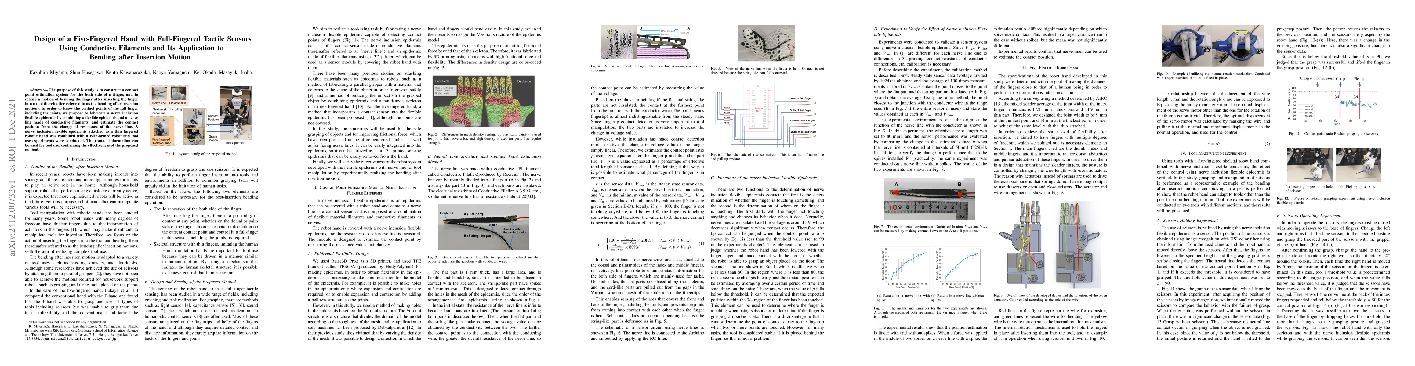 Thumbnail for Design of a Five-Fingered Hand with Full-Fingered Tactile Sensors Using
  Conductive Filaments and Its Application to Bending after Insertion Motion
