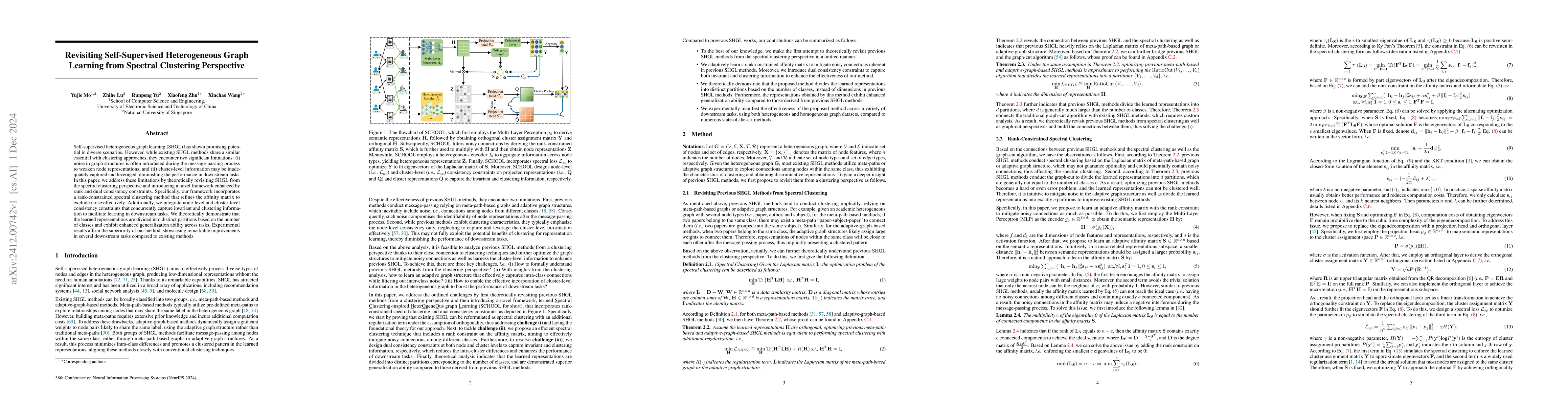 Thumbnail for Revisiting Self-Supervised Heterogeneous Graph Learning from Spectral
  Clustering Perspective