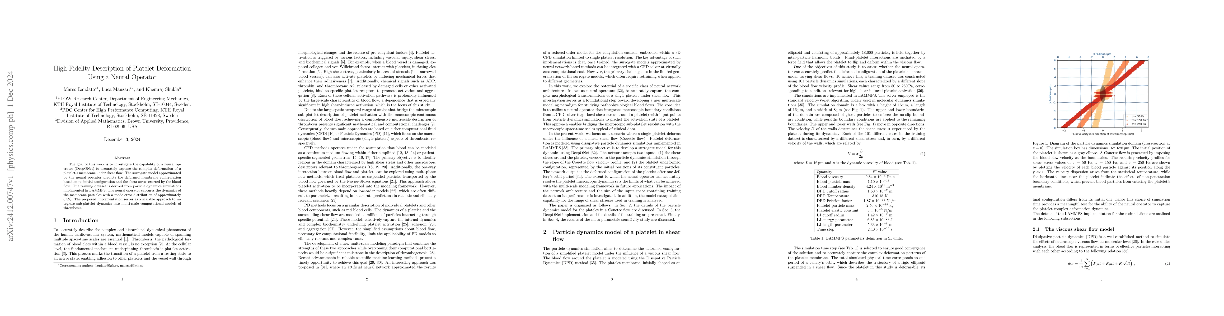 Thumbnail for High-Fidelity Description of Platelet Deformation Using a Neural
  Operator