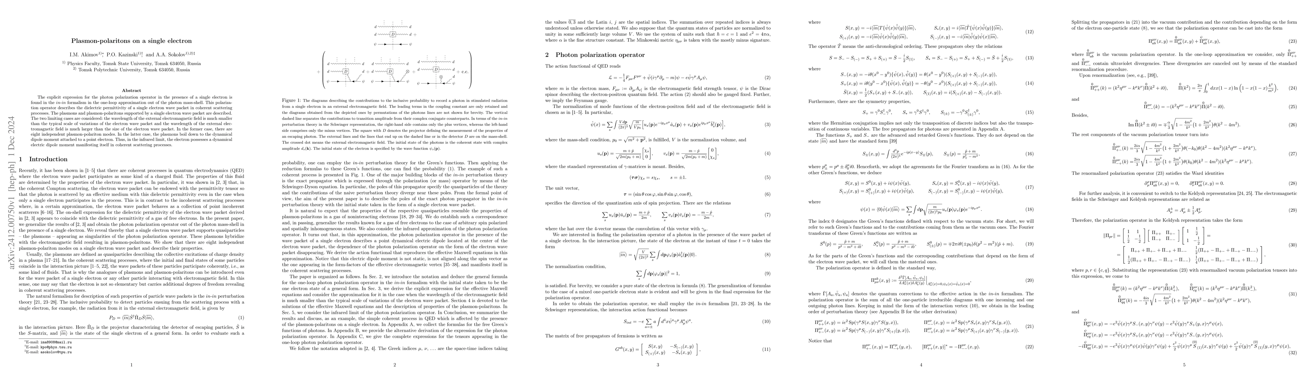 Thumbnail for Plasmon-polaritons on a single electron
