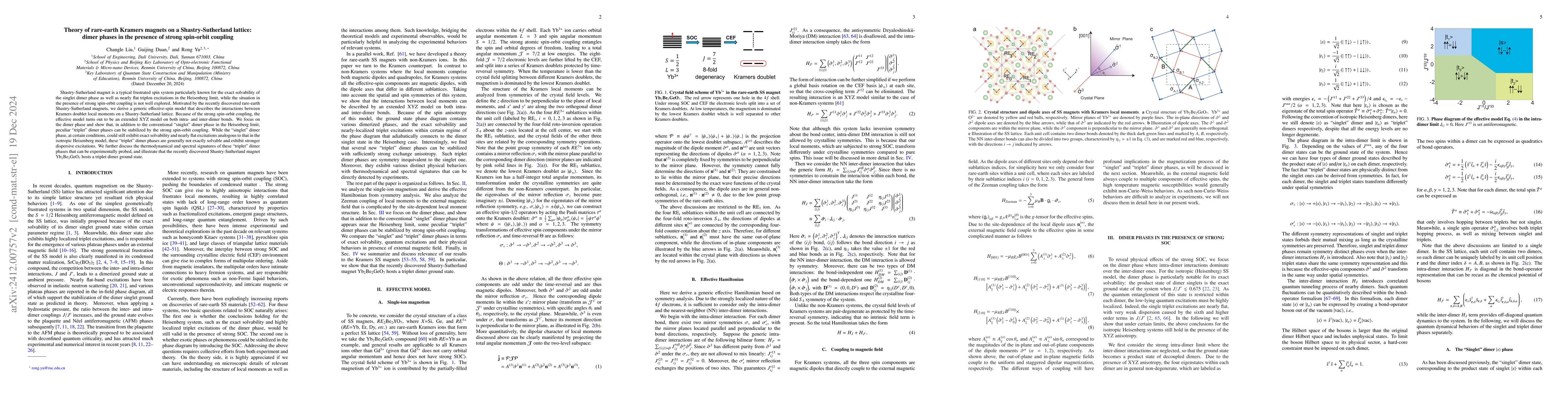 Thumbnail for Theory of rare-earth Kramers magnets on a Shastry-Sutherland lattice:
  dimer phases in presence of strong spin-orbit coupling