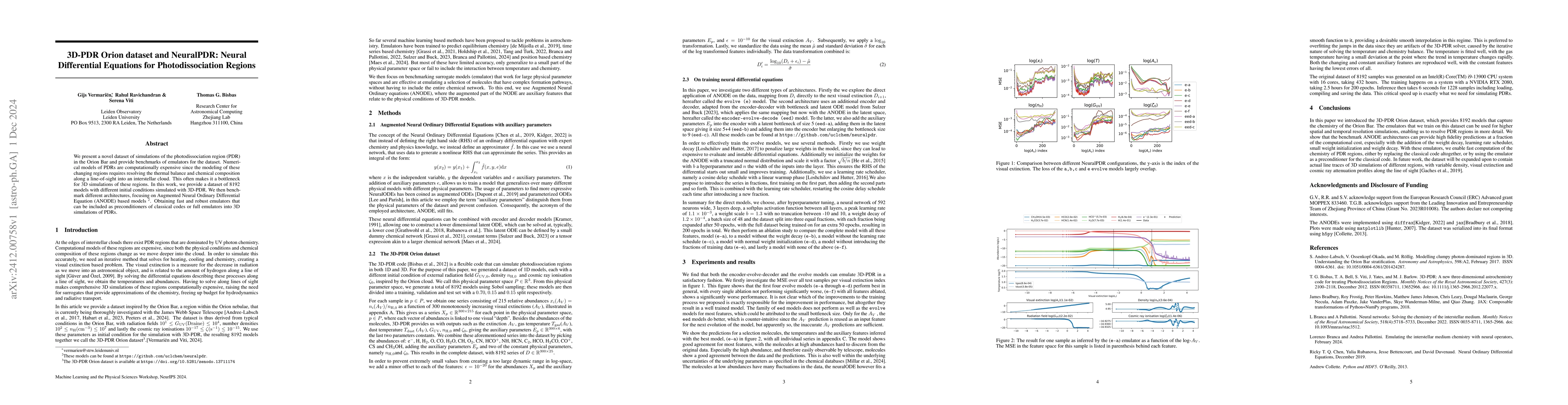 Thumbnail for 3D-PDR Orion dataset and NeuralPDR: Neural Differential Equations for
  Photodissociation Regions