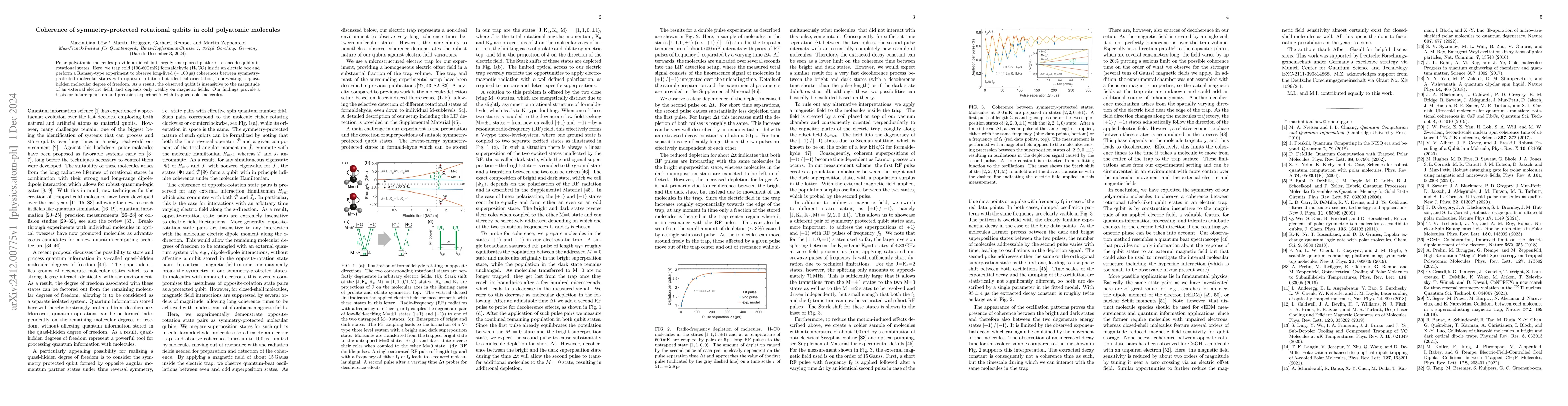 Thumbnail for Coherence of Symmetry-Protected Rotational Qubits in Cold Polyatomic
  Molecules