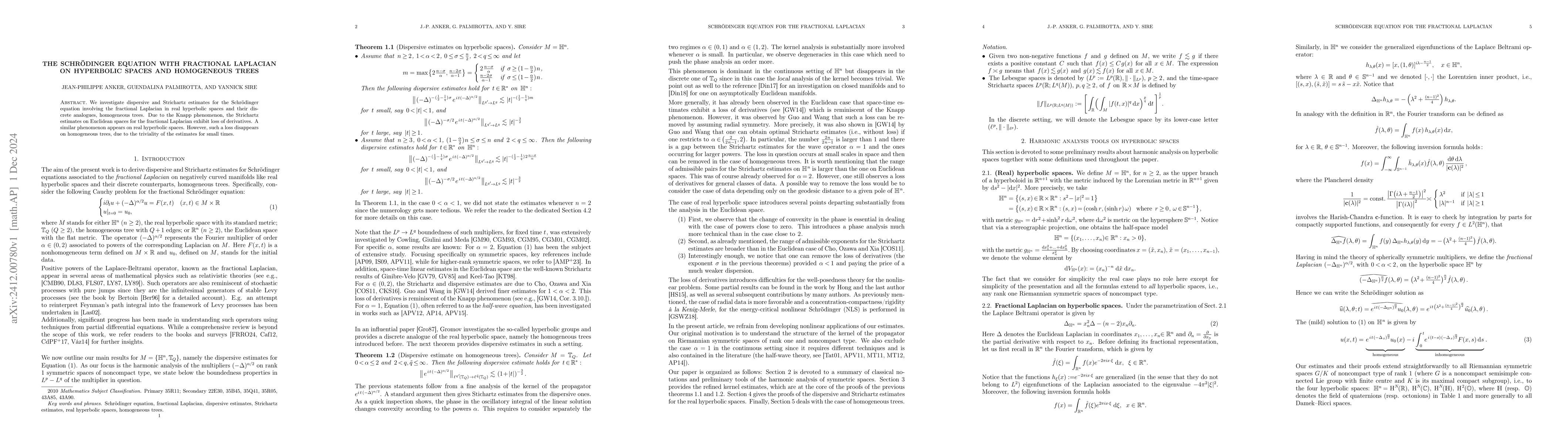 Thumbnail for The Schrödinger equation with fractional Laplacian on hyperbolic
  spaces and homogeneous trees