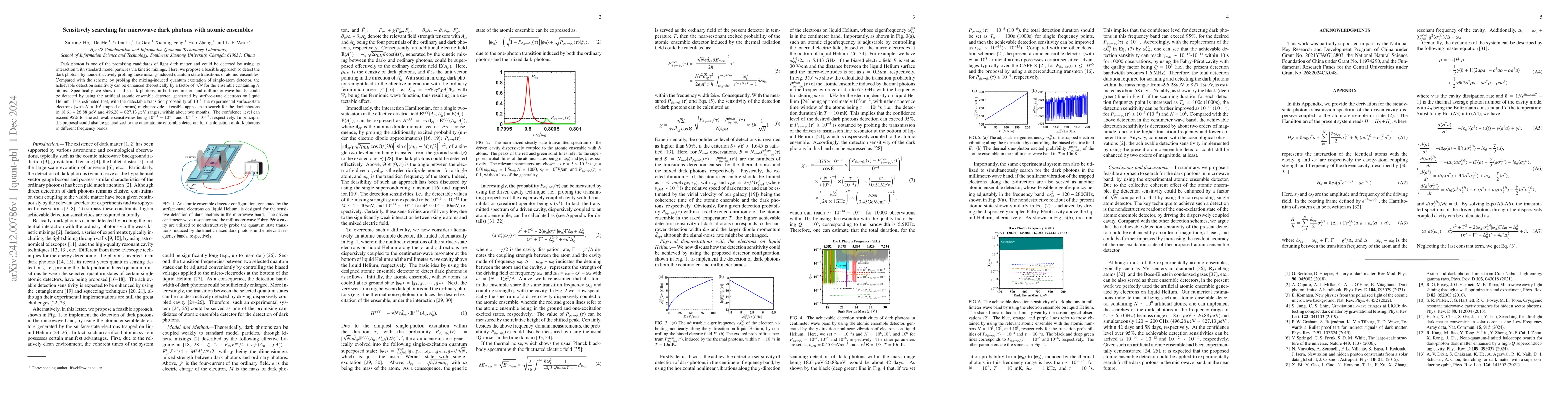 Thumbnail for Sensitively searching for microwave dark photons with atomic ensembles