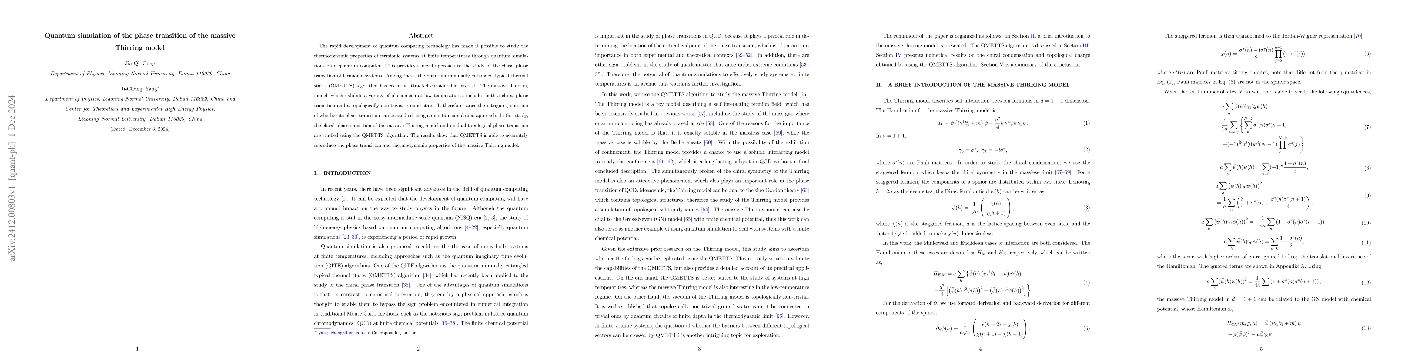Thumbnail for Quantum simulation of the phase transition of the massive Thirring model
