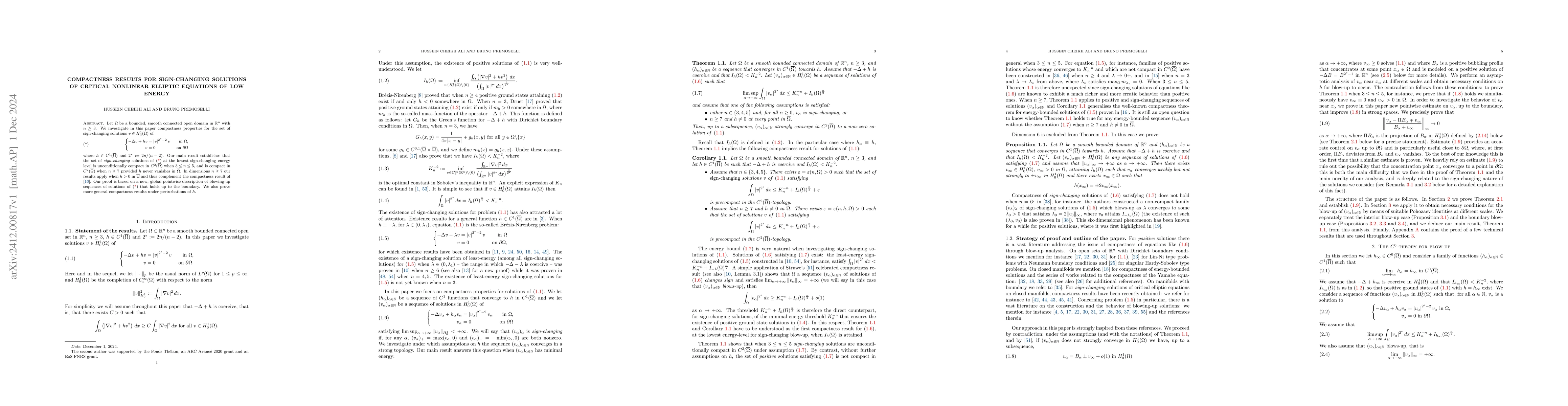 Thumbnail for Compactness results for Sign-Changing Solutions of critical nonlinear
  elliptic equations of low energy