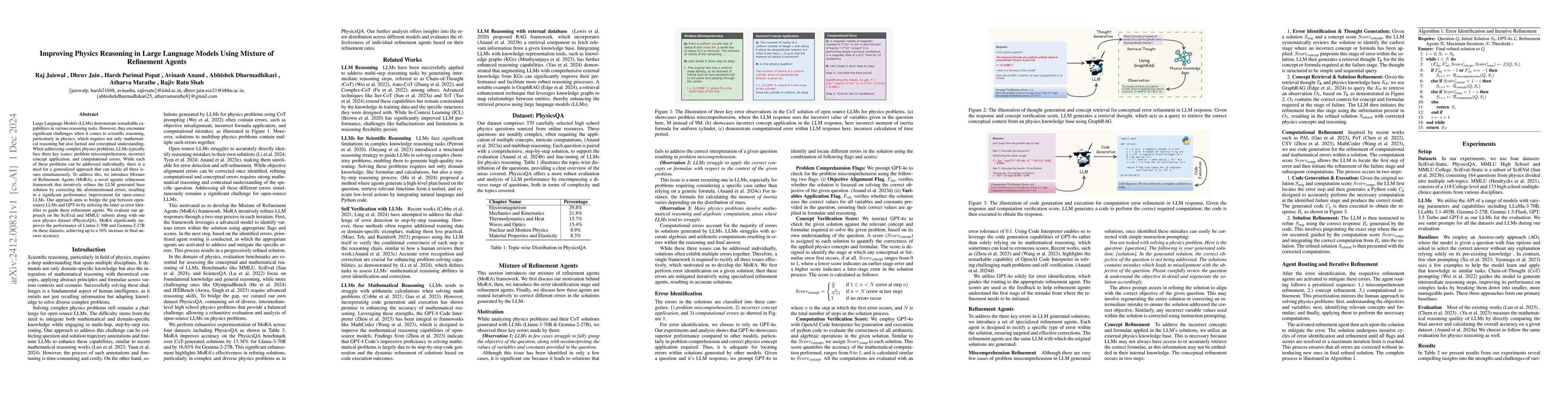 Thumbnail for Improving Physics Reasoning in Large Language Models Using Mixture of
  Refinement Agents