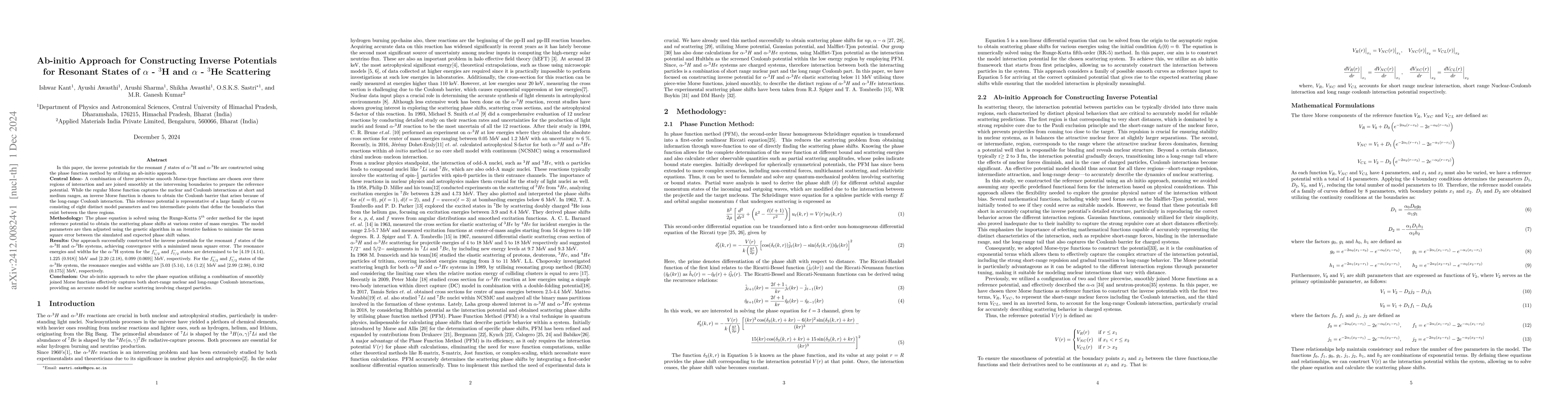 Thumbnail for Ab-initio Approach for Constructing Inverse Potentials for Resonant
  States of α-3H and α-3He Scattering