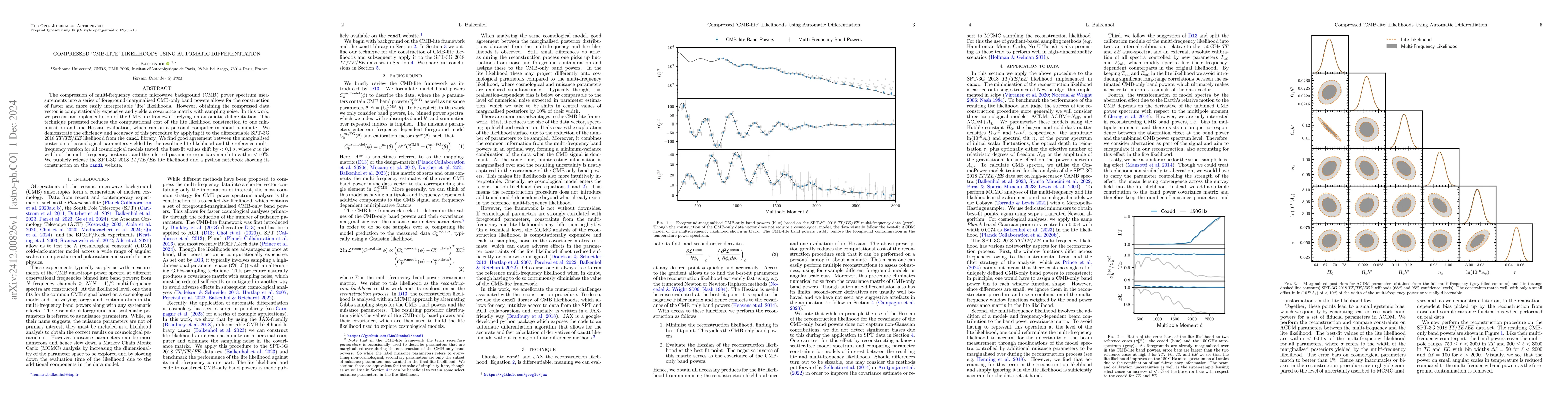 Thumbnail for Compressed 'CMB-lite' Likelihoods Using Automatic Differentiation