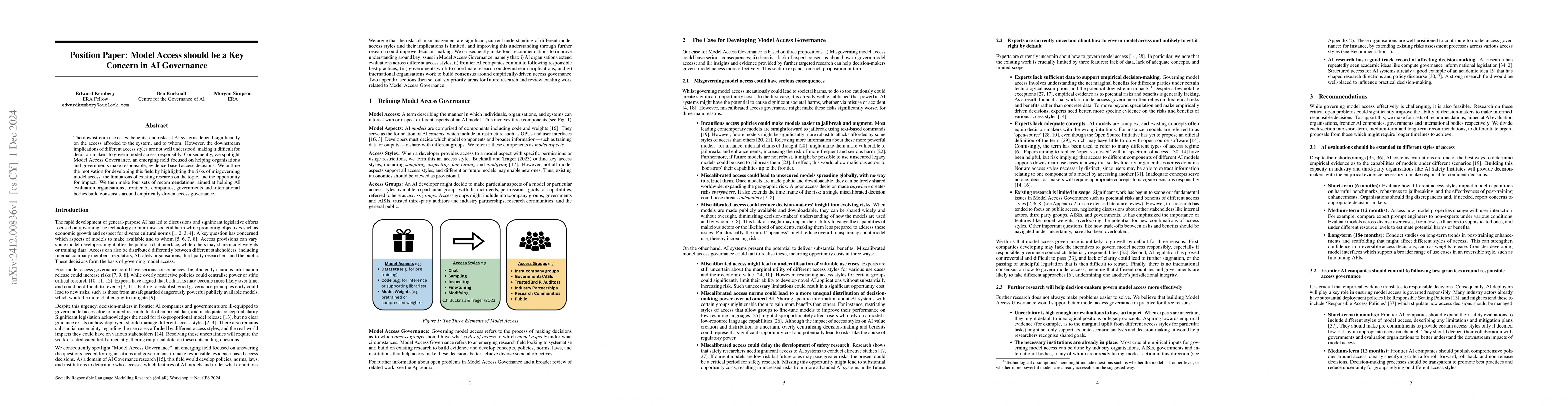 Thumbnail for Position Paper: Model Access should be a Key Concern in AI Governance