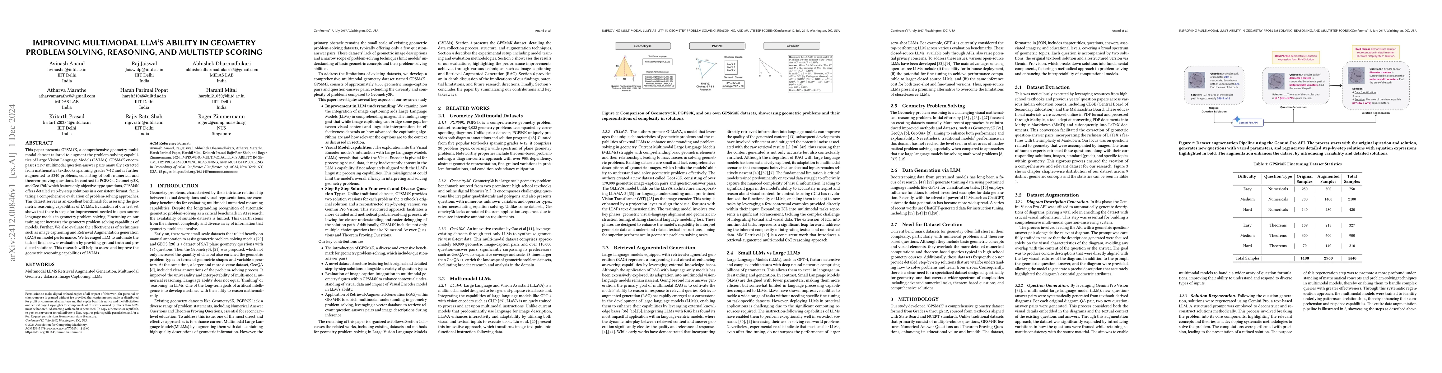 Thumbnail for Improving Multimodal LLMs Ability In Geometry Problem Solving,
  Reasoning, And Multistep Scoring