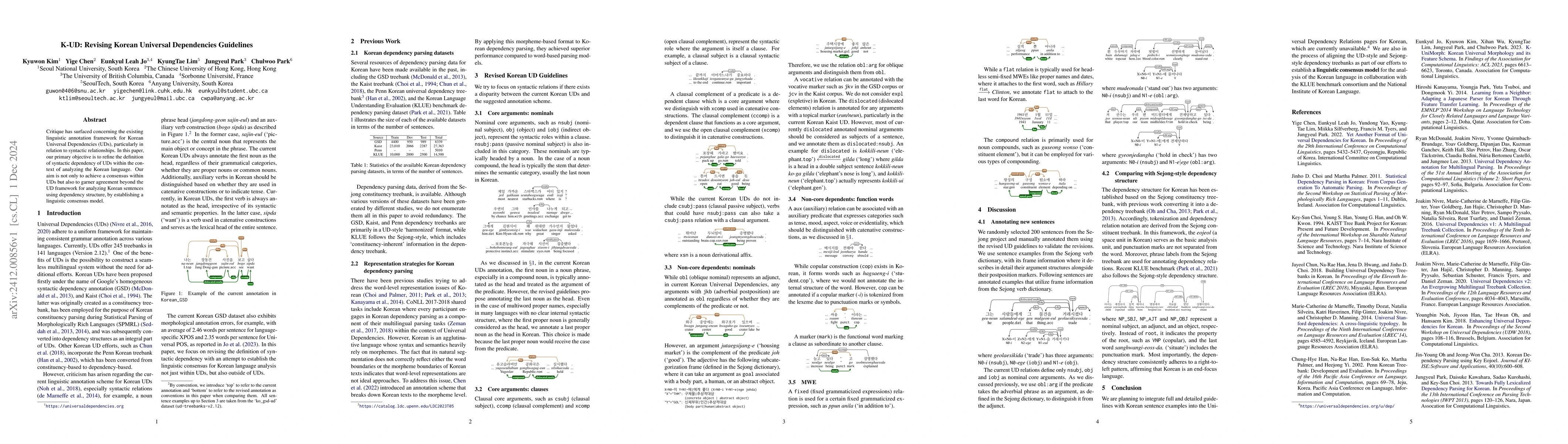 Thumbnail for K-UD: Revising Korean Universal Dependencies Guidelines