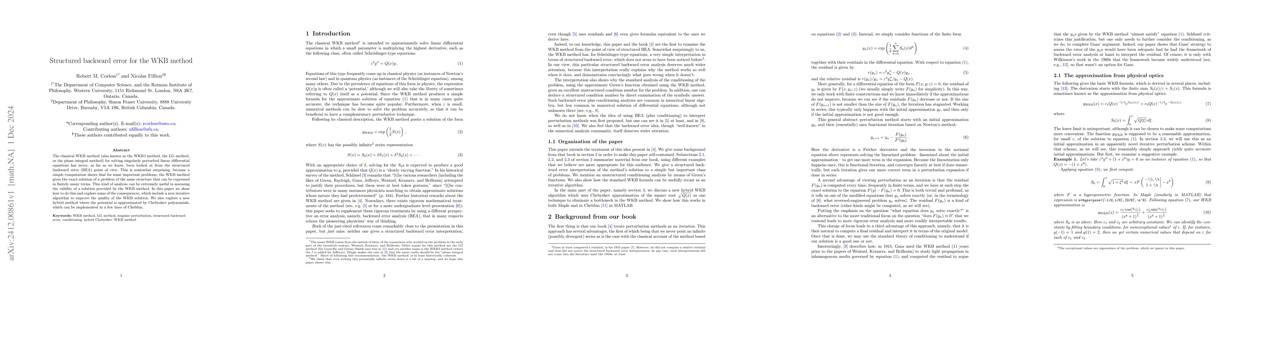 Thumbnail for Structured Backward Error for the WKB method