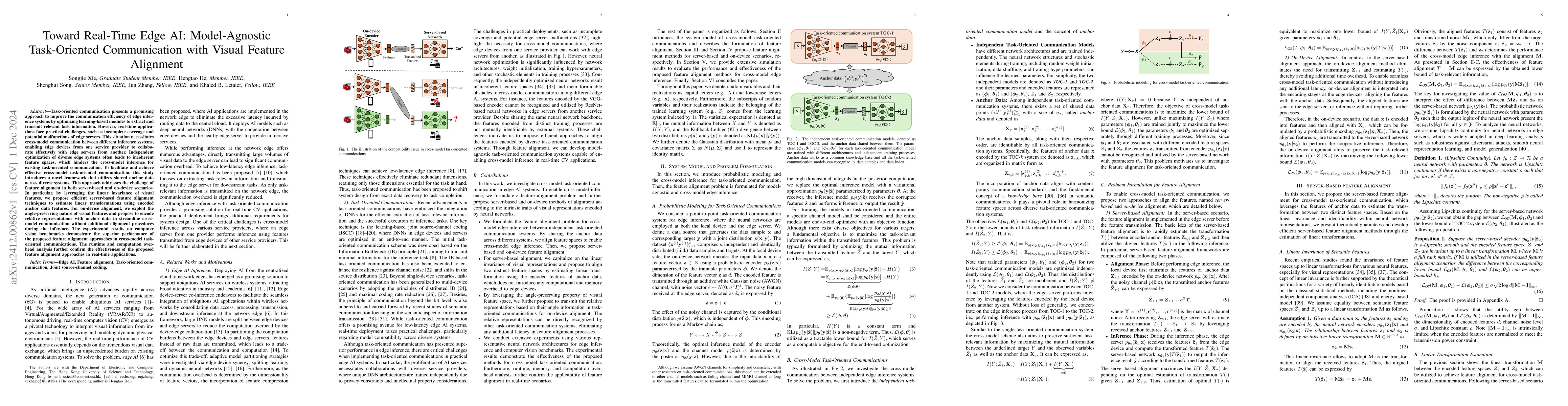 Thumbnail for Toward Real-Time Edge AI: Model-Agnostic Task-Oriented Communication
  with Visual Feature Alignment