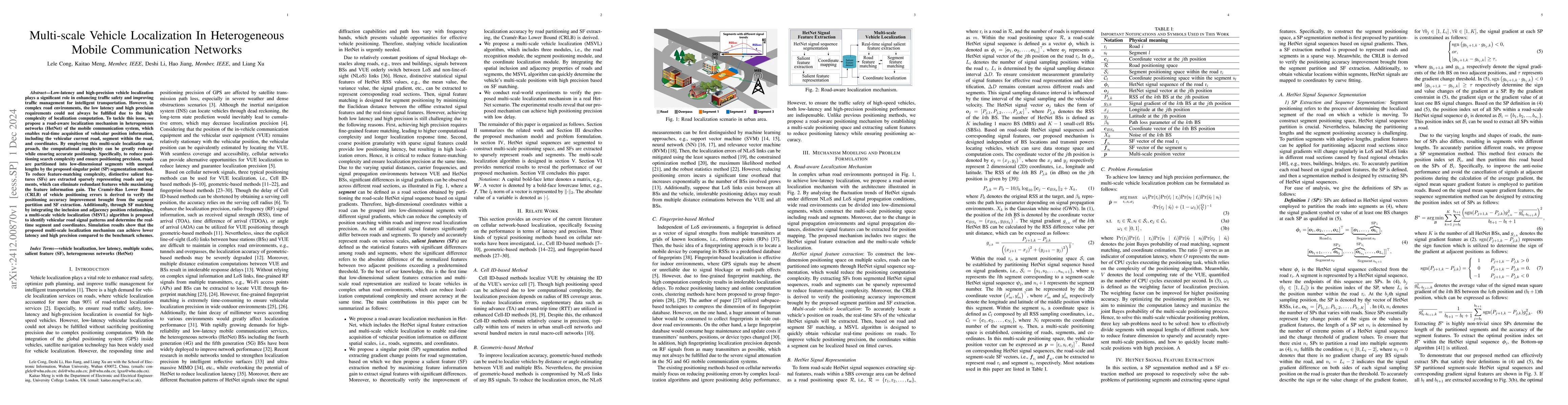 Thumbnail for Multi-scale Vehicle Localization In Heterogeneous Mobile Communication
  Networks