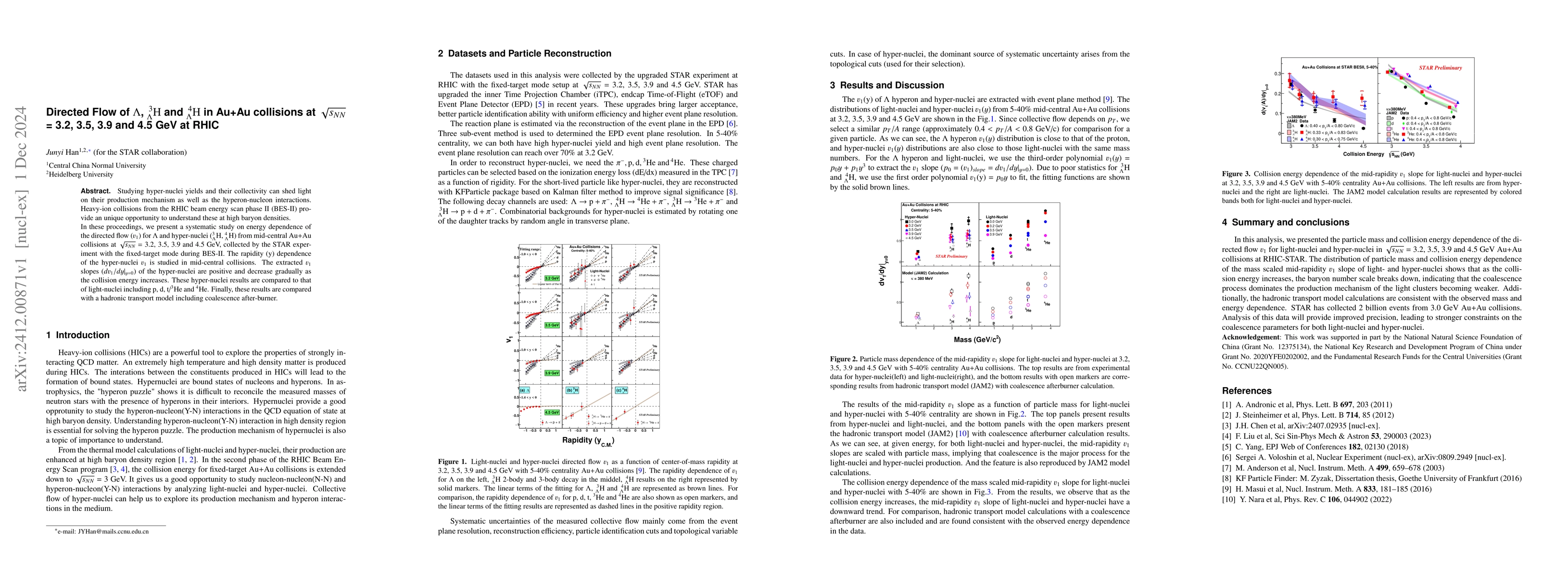 Thumbnail for Directed Flow of $Λ$, $^{3}_Λ{\rm H}$ and
  $^{4}_Λ{\rm H}$ in Au+Au collisions at $\sqrt{s_{\rm{NN}}}$ = 3.2,
  3.5, 3.9 and 4.5 GeV at RHIC