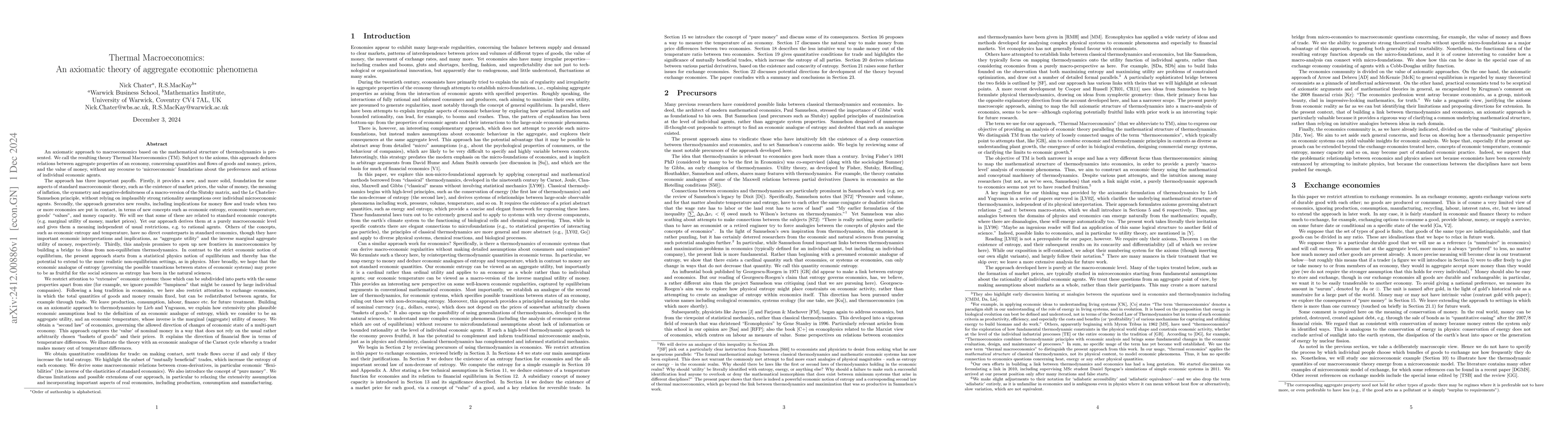 Thumbnail for Thermal Macroeconomics: An axiomatic theory of aggregate economic
  phenomena