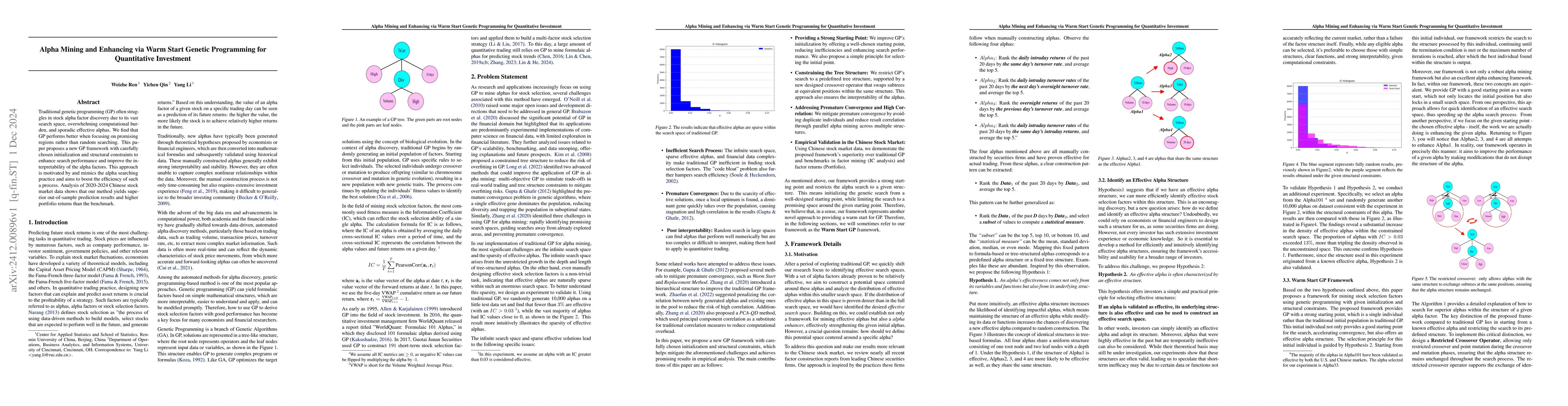 Thumbnail for Alpha Mining and Enhancing via Warm Start Genetic Programming for
  Quantitative Investment