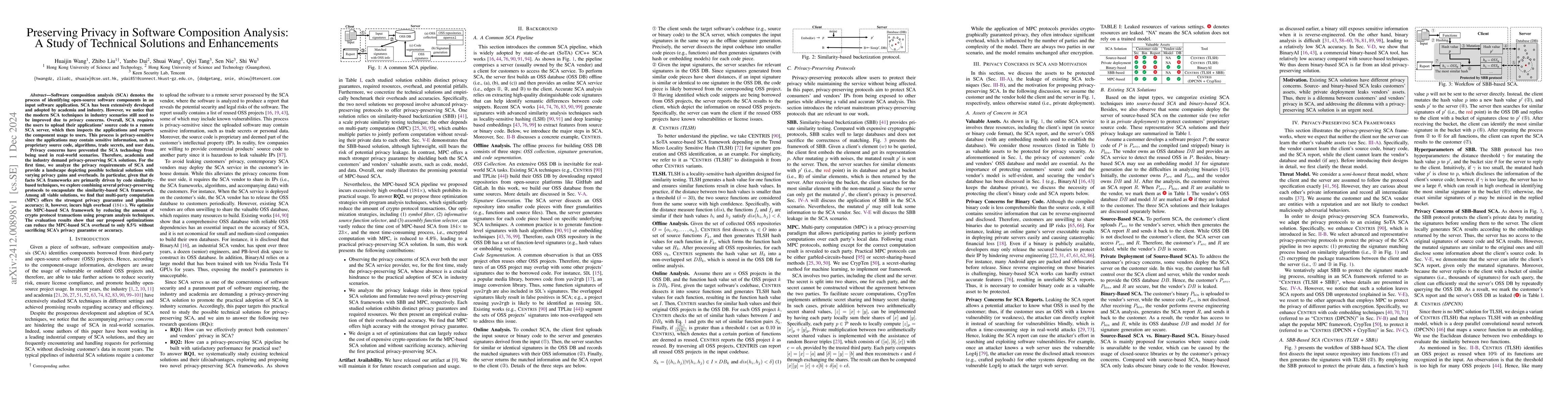 Thumbnail for Preserving Privacy in Software Composition Analysis: A Study of
  Technical Solutions and Enhancements