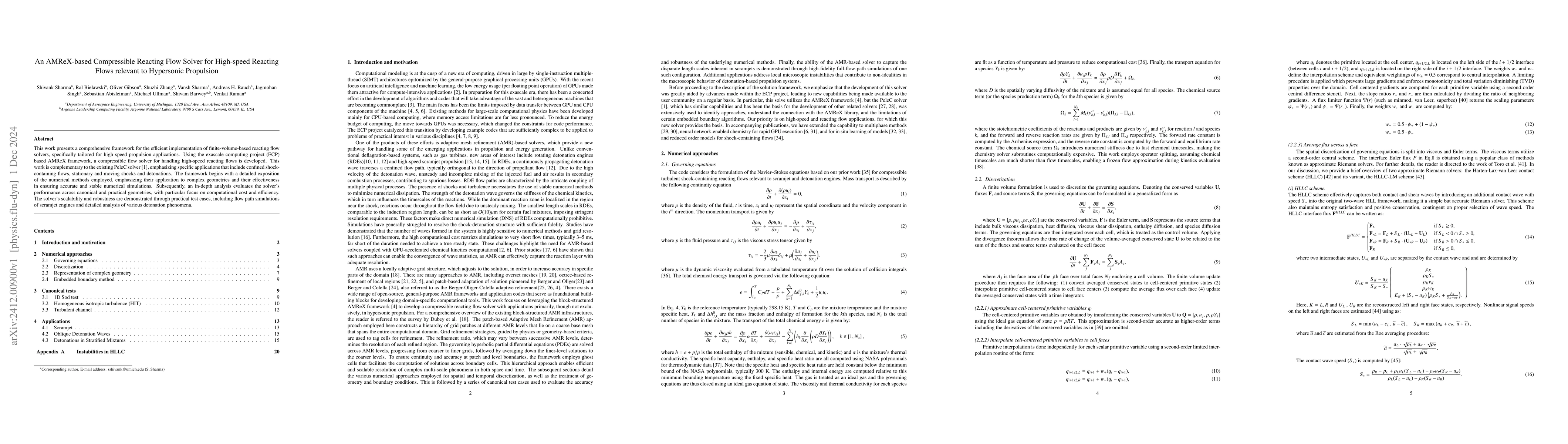 Thumbnail for An AMReX-based Compressible Reacting Flow Solver for High-speed Reacting
  Flows relevant to Hypersonic Propulsion
