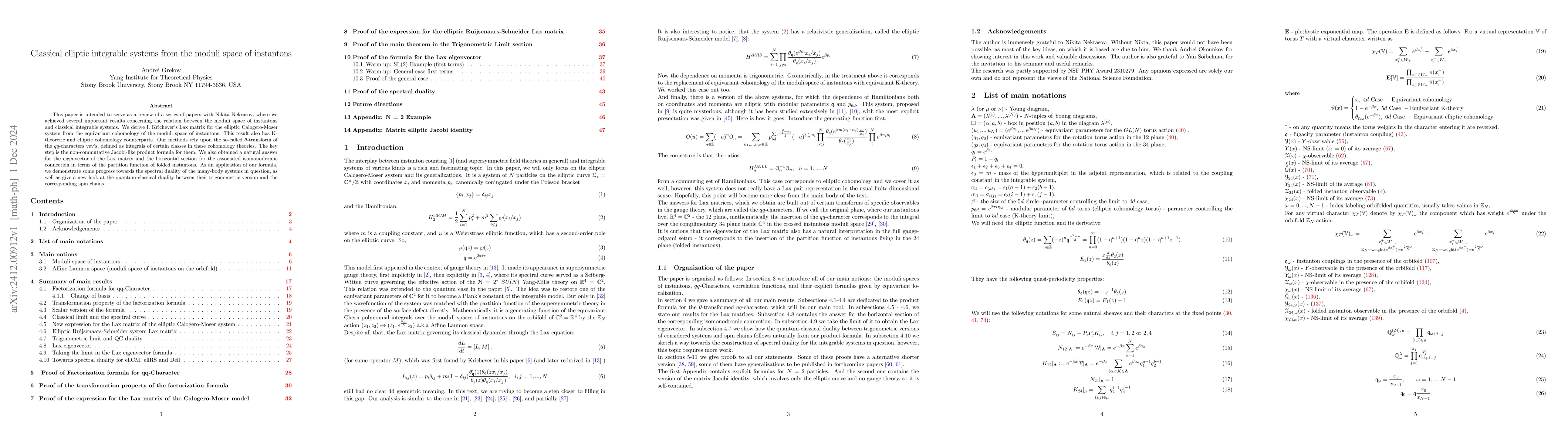 Thumbnail for Classical elliptic integrable systems from the moduli space of
  instantons
