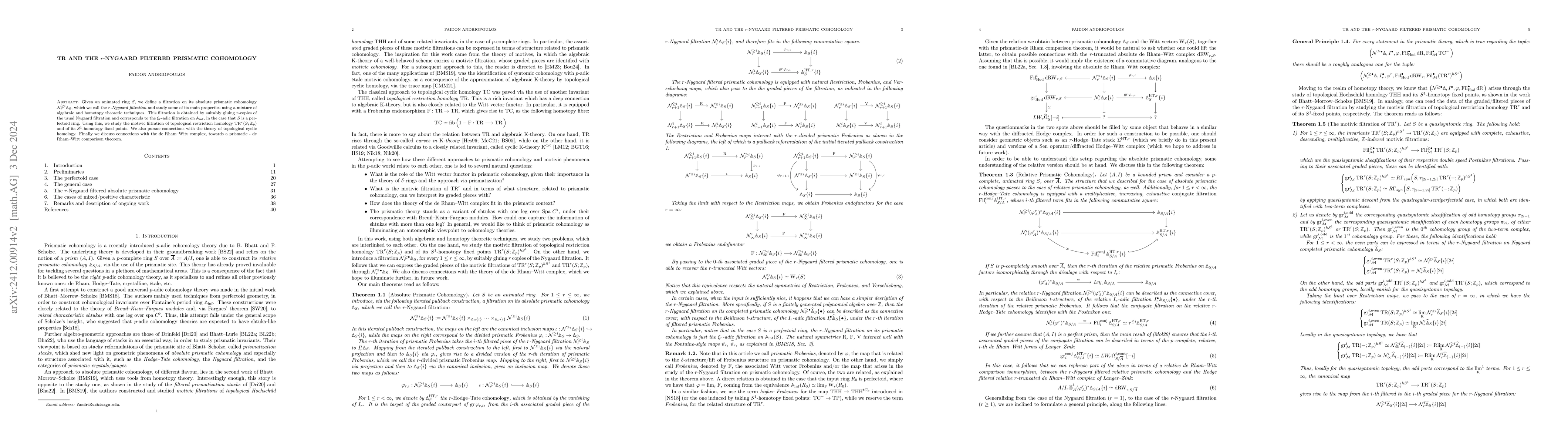 Thumbnail for TR and the $r$-Nygaard filtered prismatic cohomology