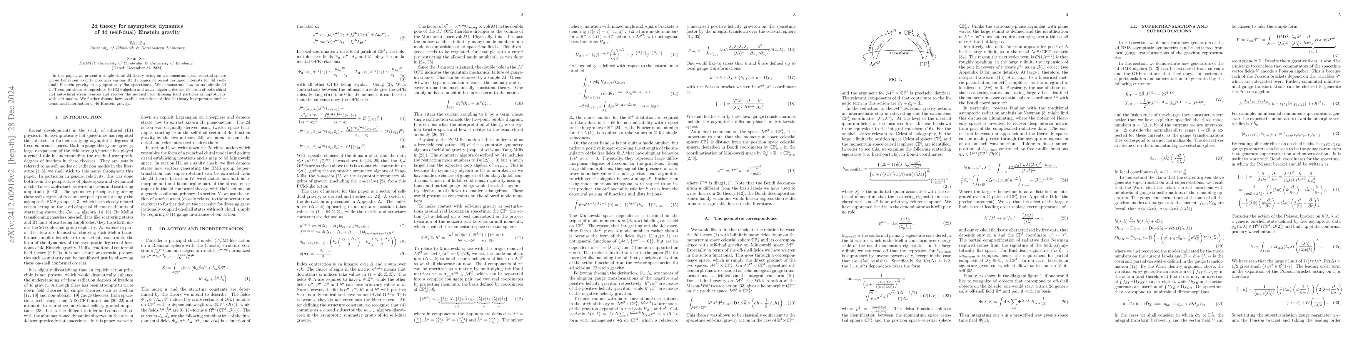 Thumbnail for 2d theory for asymptotic dynamics of 4d (self-dual) Einstein gravity