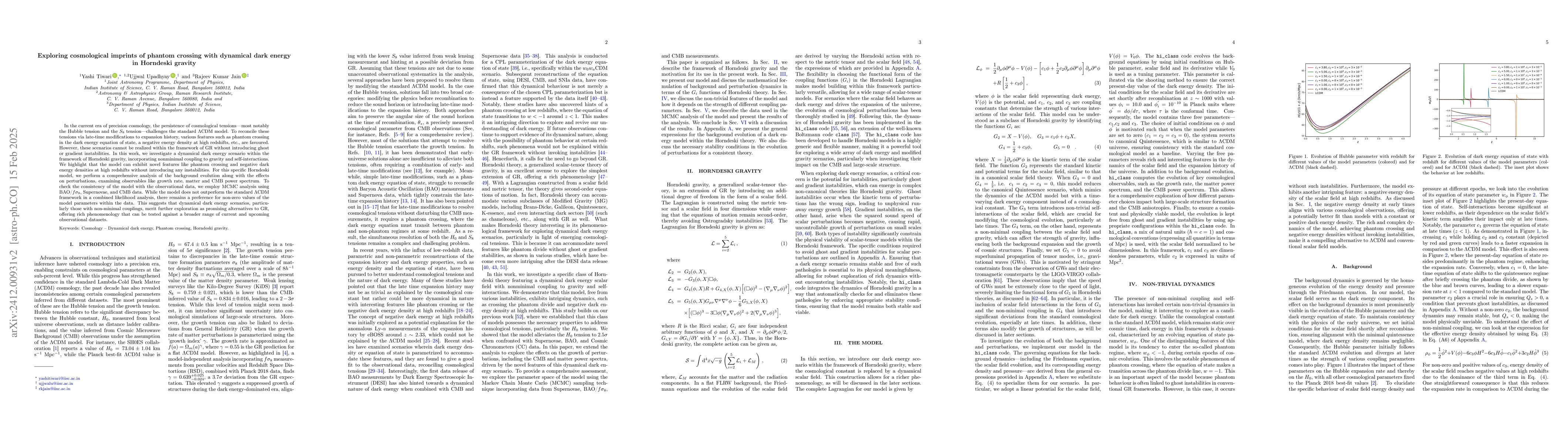 Thumbnail for Exploring cosmological imprints of phantom crossing with dynamical dark
  energy in Horndeski gravity