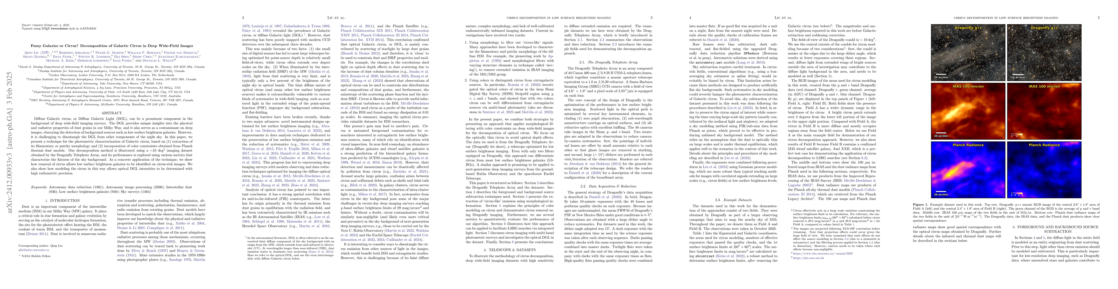 Thumbnail for Fuzzy Galaxies or Cirrus? Decomposition of Galactic Cirrus in Deep
  Wide-Field Images
