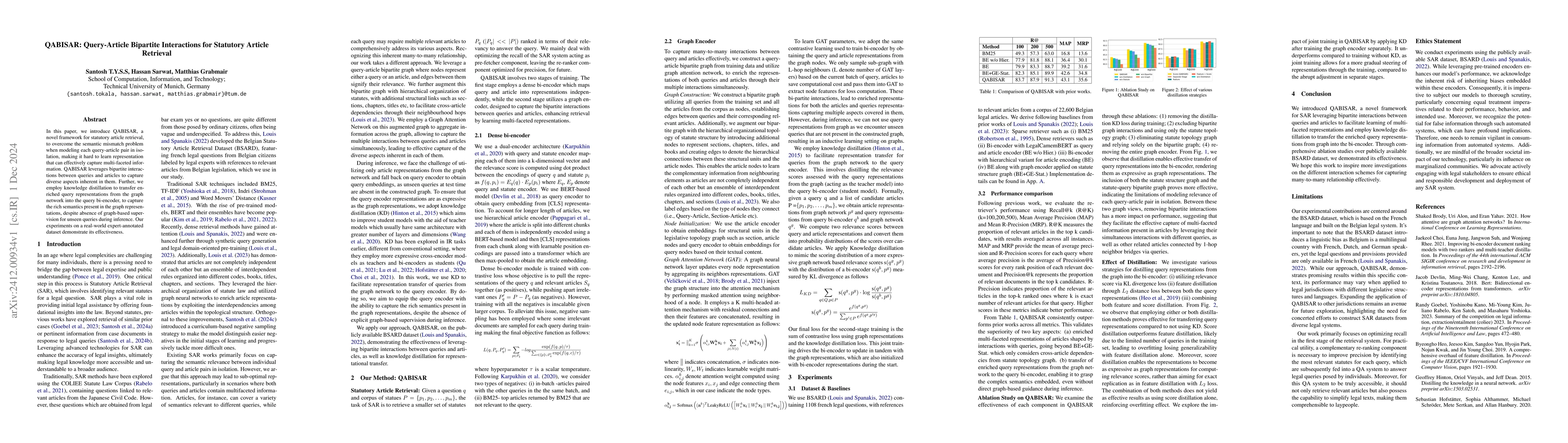 Thumbnail for QABISAR: Query-Article Bipartite Interactions for Statutory Article
  Retrieval