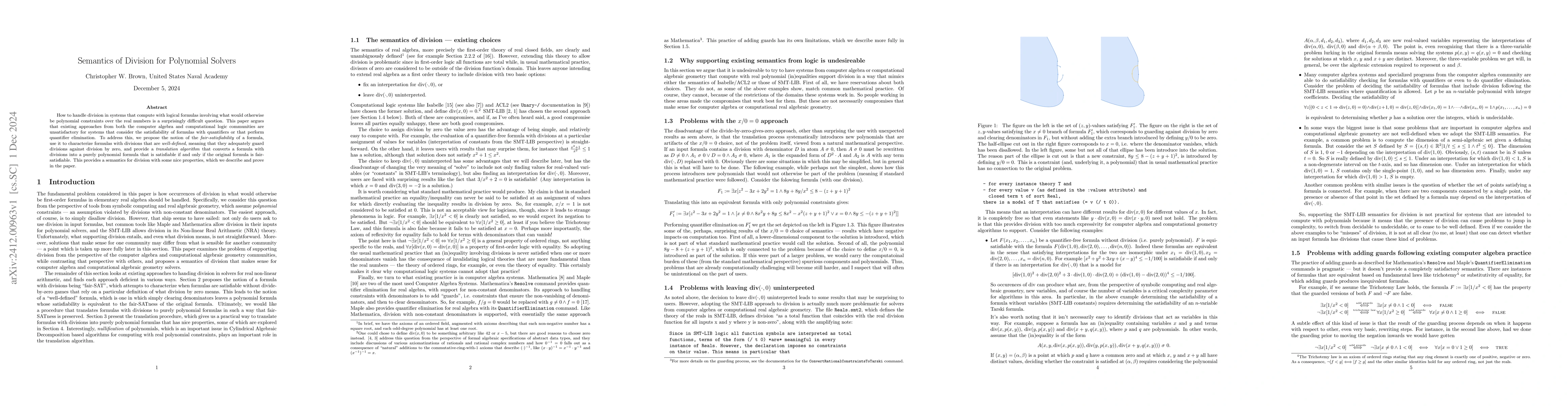 Thumbnail for Semantics of Division for Polynomial Solvers
